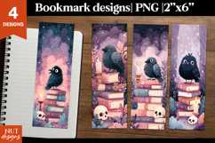 Mystic Raven Bookstack Bookmark, Cartoon halloween bookmark Product Image 1