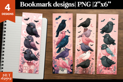 Mystic Raven stack Bookmark, Cartoon halloween bookmark PNG Product Image 1