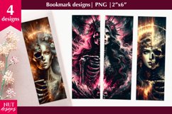 Fantasy Halloween bookmark Neon Witch Skeleton bookmark PNG Product Image 1