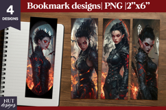 Gothic Halloween bookmarks, Dark Fantasy Bookmark sword lady Product Image 1