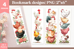 Funny Chickens bookmark, Cartoon farm bookmarks for kids Product Image 1