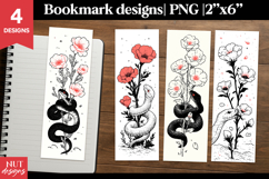 Floral Snake Gothic Bookmarks, Gothic dark romance Bookmarks Product Image 1