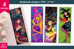 Halloween bookmarks, Halloween witch girl bookmark designs Product Image 1