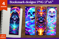 Halloween bookmark with creepy skull, glossy cartoon skull Product Image 1
