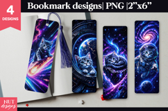 Galaxy Black Cat Bookmark PNG futuristic kitten astronaut Product Image 1