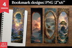 Fantasy Tree Bookmark printable mystical tree landscape PNG Product Image 1