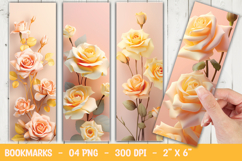 Golden Peach Floral Detail Bookmark Sublimation Product Image 1