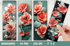 Red and White Elegant Petals Bookmark Sublimation Product Image 1