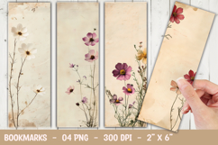 Vintage Wildflower Floral Bookmark Sublimation png Product Image 1