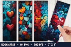 Dark Heart Pattern Bookmark Sublimation PNG Product Image 1