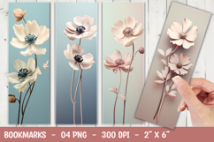 Minimal White Anemone Flower Bookmark Sublimation Product Image 1