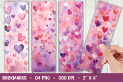 Watercolor Pink Heart Bookmark Sublimation PNG Product Image 1