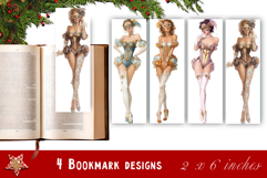 Pin up christmas girl bookmark printable | Retro woman book Product Image 1