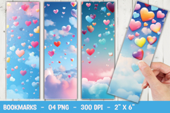 Floating Blue and Red Hearts Bookmark Sublimation Product Image 1