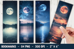 Moon Over Lake with Pink Sunset bookmark sublimation Product Image 1