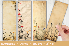 Vintage Wildflower Floral Bookmark Sublimation png Product Image 1