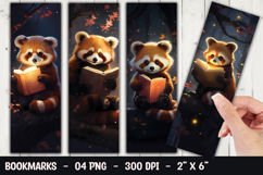 Raccoon read book Bookmark sublimation png Product Image 1