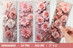 Dusty Pink Garden Roses Bookmark Sublimation Product Image 1
