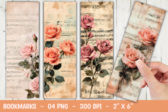 Vintage Rose Bookmark Sublimation PNG Product Image 1