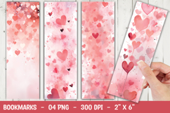 Watercolor Pink Heart Bookmark Sublimation PNG Product Image 1