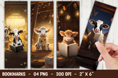 Funny Cow read Book Bookmark Sublimation Product Image 1