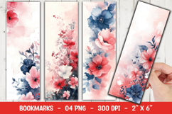 Blue Red Floral Bookmark Sublimation Product Image 1
