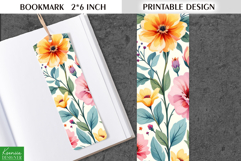 Cute Watercolor Printable Bookmark| Vintage Flower Design Product Image 1