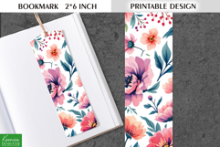 Cute Watercolor Printable Bookmark| Vintage Flower Design Product Image 1