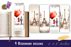Watercolour Valentine Day Eiffel Tower Bookmarks Sublimation Product Image 1