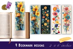 Flowers Bookmark Printable Sublimation PNG Product Image 1