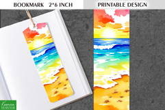 Cute Watercolor Printable Bookmark|Ocean|Beach|Palm Product Image 1