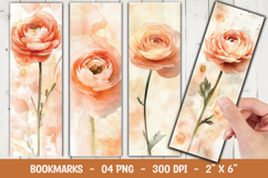 Peach Rose Floral Bookmark Sublimation Product Image 1