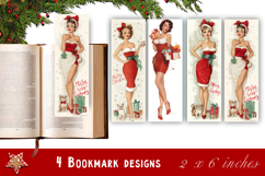 Pin up christmas girl bookmark printable | Retro woman book Product Image 1