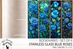 Bookmark blue roses flowers stainless glass