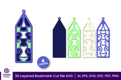 3d layered decorative bookmark SVG-cut file for book lover