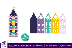 3d layered decorative bookmark SVG-cut file for book lover