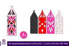 3d layered decorative bookmark SVG-cut file for book lover