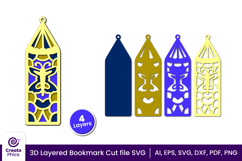 3d layered decorative bookmark SVG-cut file for book lover