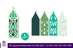 3d layered decorative bookmark SVG-cut file for book lover