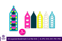 3d layered decorative bookmark SVG-cut file for book lover