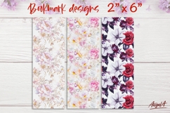 Floral patterns bookmark sublimation, pink peonies roses PNG Product Image 1