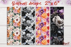 Floral patterns bookmark sublimation, dark roses pattern PNG Product Image 1