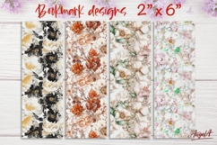 Floral patterns bookmark sublimation, peonies roses pattern Product Image 1