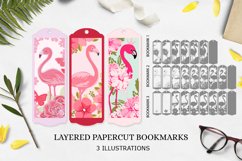 Flamingo with flowers bookmarks layered paper cut Product Image 1