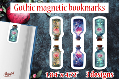 Gothic magnetic bookmarks Magical bottle with rose inside Product Image 1