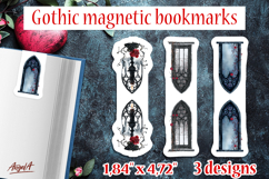 Gothic magnetic bookmarks Floral vintage window, candle PNG Product Image 1