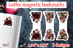 Gothic magnetic bookmarks Floral open book, hourglass, roses Product Image 1