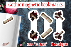 Floral Gothic magnetic bookmarks vintage papyrus, red roses Product Image 1