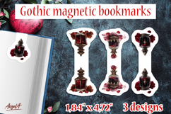 Floral Gothic magnetic bookmarks vintage ink jar, red roses Product Image 1