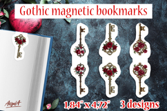 Floral Gothic magnetic bookmarks vintage golden key roses Product Image 1